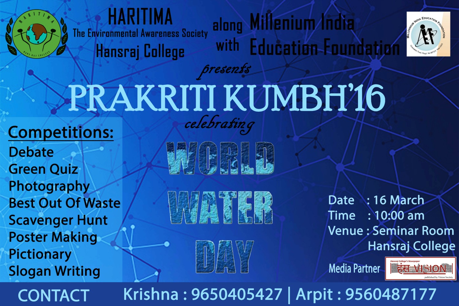 Celebrating World Water Day With Prakriti Kumbh 2016 MIEF